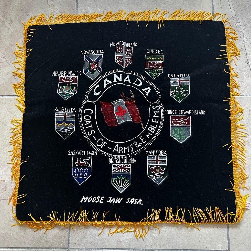 Moose Jaw Sask, Provincial Coats of Arms Throw Pillow Cover or Wall Tapestry